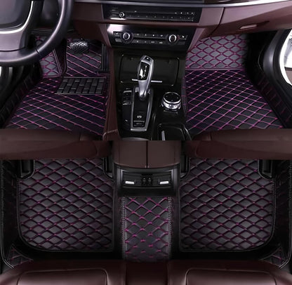 Customize Car Floor Mats for 99% Sedan SUV Sports Car All Weather Leather Full Coverage Waterproof Non-Slip Vehicle Lining Pads (Black Purple) - color: Black Purple