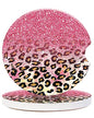 2 Pack Universal Ceramic Car Coasters Cute Pink Faux Glitter Leopard,Ceramic Stone with A Finger Notch for Easy Removal of Car Cup Holder Coaster - color: Cute Pink Faux Glitter Leopard