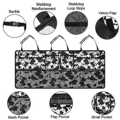 Femuar Car Trunk Organizer,Large Capacity Backseat Trunk Organizer(42"*18"),Collapsible Car Storage Bag with 8 Pocekt,SUV/MPV/Truck - Cow print - color: Cow print