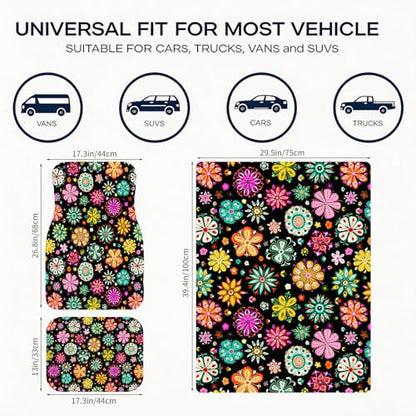 Automotive Floor Mats 5 Pcs, Universal Car Floor Mats,Floral Car Mats, Flower Car Accessory for SUVs/Sedan/Wagons, Durable Protective Mat, Trunk Liner for Families/Travel Enthusiasts - style: Bundle10