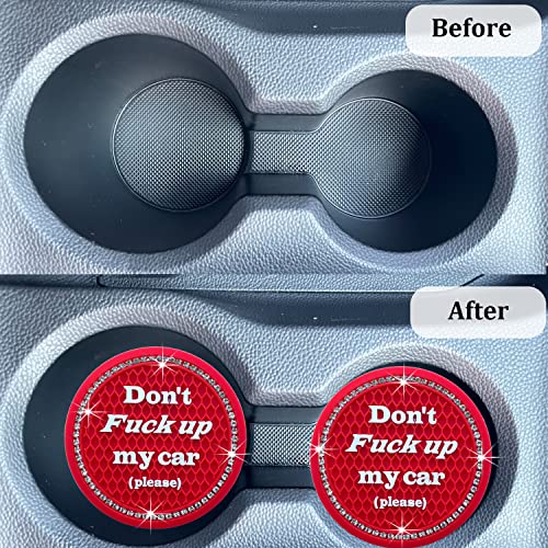 Car Cup Coasters 2 Pack - Bling Car Accessories, Universal Cup Holder Inserts for SUV/Truck (Red, 2PC) - color: Red-2pc
