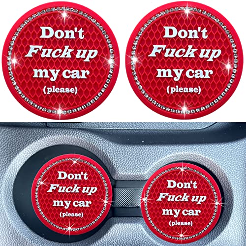 Car Cup Coasters 2 Pack - Bling Car Accessories, Universal Cup Holder Inserts for SUV/Truck (Red, 2PC) - color: Red-2pc