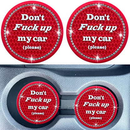 Car Cup Coasters 2 Pack - Bling Car Accessories, Universal Cup Holder Inserts for SUV/Truck (Red, 2PC) - color: Red-2pc