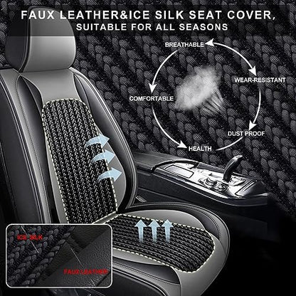 Custom Fit Faux Leather Seat Covers for Nissan Frontier 2007-2026 Full Set 5 Seats, Airbag Compatible, Black & Gray - color: #050 Black & Gray, size: 5 Seats