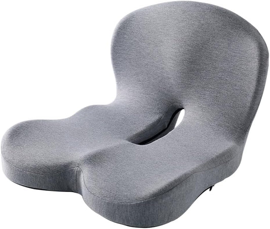 Orthopedic Memory Foam Car Seat Cushion for Sciatica & Back Pain Relief - Ergonomic Non-Slip Office Chair Cushion & Car Cushions for Long Driving with Lumbar Support, Universal Fit (Grey) - color: Grey