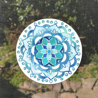 Screen Door Magnets Double Sided – Keep People, Kids, and Dogs from Running into The Screen Door - Robbins Aria Blue Mandala - color: Blue Mandala