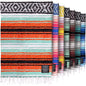 Hydration Nation Authentic Extra Large Mexican Blanket (70"x50") - Handwoven Yoga, Serape- Artisanal Falsa, Beach, Camping, Picnic, Outdoor (Mint-Orange) - color: Mint Orange