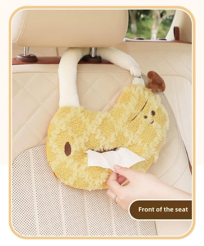 Cute Cartoon Car Tissue Box Holder - Soft Plush Hanging Car Accessories for Women, Universal Auto Seat Back Organizer with Easy Pull-Out Design (Pink) - color: Pink