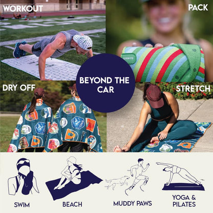 Sprints Athletic Running Towel, Full-Sized, Car Seat Cover - Performance Microfiber (Aztec Artisans & Chocolate Currency) - color: Aztec Artisans & Chocolate Currency