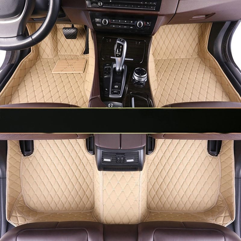 Custom Artificial Leather Waterproof All-Weather Car Floor Mats Fit for 99% Sedan SUV Sports Car Vehicle Car Mat (Beige) - color: Beige