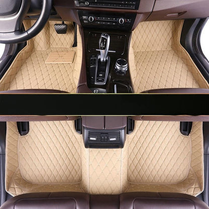 Custom Artificial Leather Waterproof All-Weather Car Floor Mats Fit for 99% Sedan SUV Sports Car Vehicle Car Mat (Beige) - color: Beige