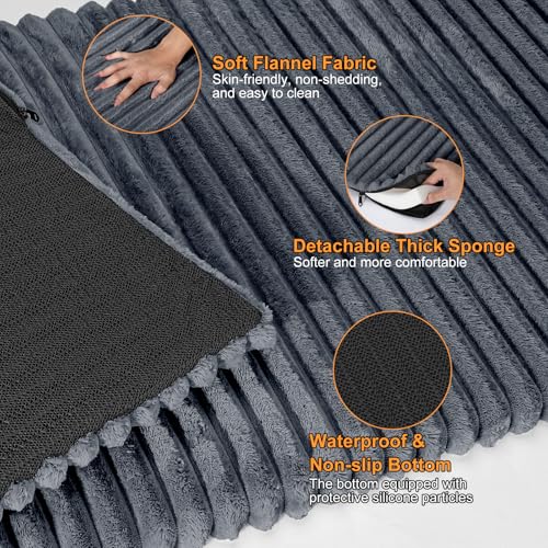 Backseat Pet Bed Mat, Non-Slip Dog Bed for Car Back Seat, Washable Travel Pet Mat with Removable Cover, Dog Seat Covers Protector Fit for Backseat Extenders and Trucks SUVs, 54"x 24.8", Grey