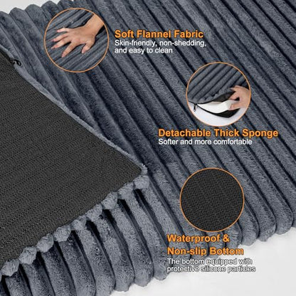 Backseat Pet Bed Mat, Non-Slip Dog Bed for Car Back Seat, Washable Travel Pet Mat with Removable Cover, Dog Seat Covers Protector Fit for Backseat Extenders and Trucks SUVs, 54"x 24.8", Grey
