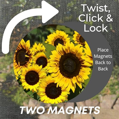 Screen Door Magnets Double Sided – Keep People, Kids, and Dogs from Running into a Screen Door. Saver - Robbins Aria Beautiful Sunflowers - color: Beautiful Sunflowers