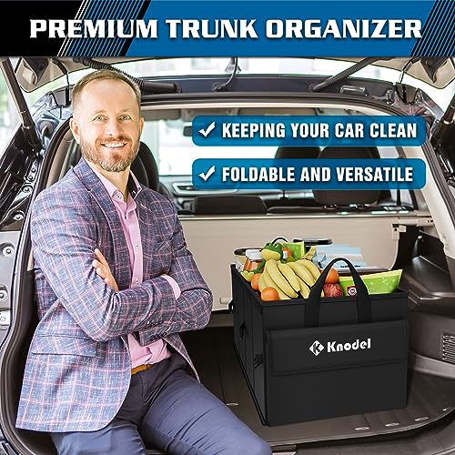 K KNODEL Car Trunk Organizer with Lid, Collapsible Car Trunk Storage Organizer, Car Organizer and Storage for SUV, Truck, Sedan (Medium, Black)