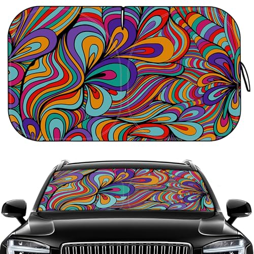 Windshield Sun Shade - Car Sun Shade Windshield, Reflector Sunshade Offers Ultimate Protection for Car Interior, Foldable Front Window Fit for Hatchback, Truck, SUV, MPV - color: Black(59"x32")