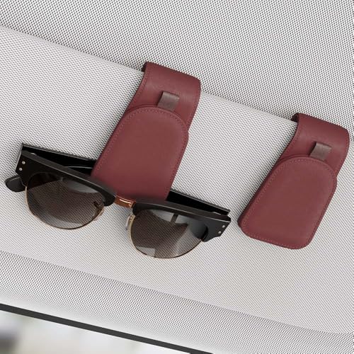 Sunglass Holder for Car Visor, Suede Cloth Magnetic Sunglass Organizer for Car Accessories, 2 Packs, Claret - color: Claret