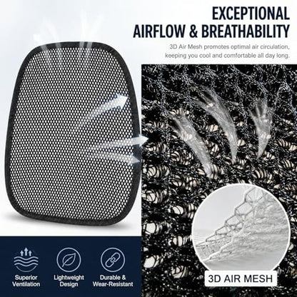 acdiac Summer Cool 3D Air Mesh Breathable Vented Car Seat Cushion Pad,Universal Auto Back Cooling Ventilated Seat Cover for Car SUV Truck Van Pickup for Driving Seat(Black, 1 Pack Back Cushion) - size: 1 pack back cushion