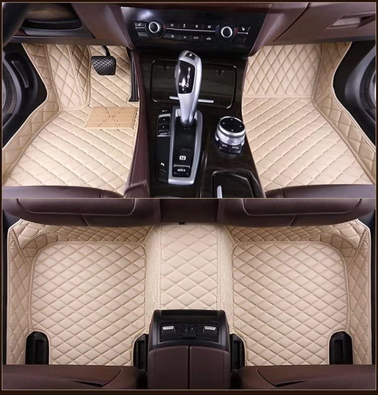 MELKEN Custom Fit Leather Car Floor Mats for 95% of Cars Full Coverage Floor Liners Car Mats (Beige) - color: Beige