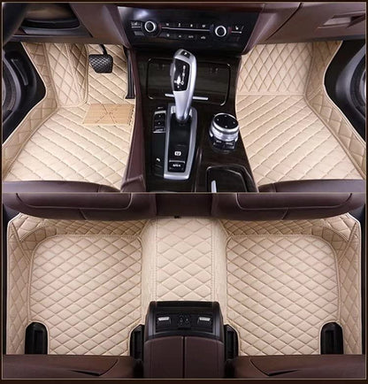 MELKEN Custom Fit Leather Car Floor Mats for 95% of Cars Full Coverage Floor Liners Car Mats (Beige) - color: Beige