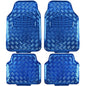 BDK 4-Piece All-Weather Universal Fit Front & Rear Floor Mats for Cars Trucks SUVs Vans, All-Weather Easy-to-Clean Diamond Metal Pattern Durable Heavy Duty Non-Slip Protection - Metallic Blue - color: Metallic Blue
