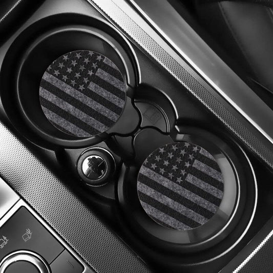 2 Pack Car Cup Holder Coaster,2.9 Inch Anti Slip Shockproof Car Cup Holders Coasters for Car Interior Accessories for Women Men (Gray Flag) - color: Gray Flag