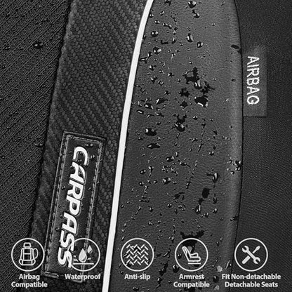 CAR PASS Faux Leather High Back Seat Covers Full Set, Sporty Waterproof Automotive Seat Covers, Anti Slip Airbag Compatible Universal Fit for Most Sedans Trucks Vans Suvs, All Black - color: Solid Black Full Set