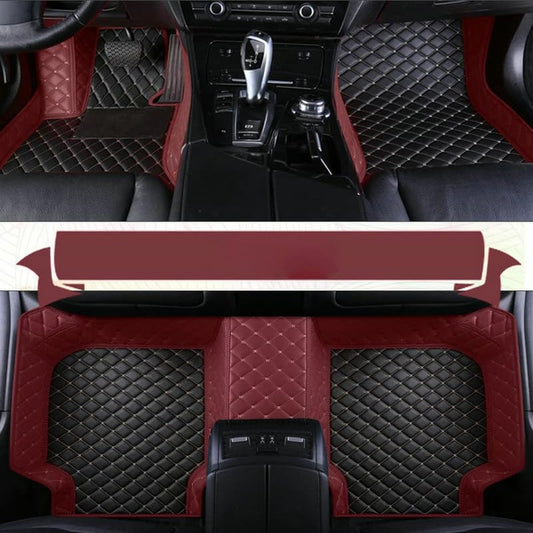 TAHALICustom Colors Car Floor Mats Black Pink for 99.9% Sedan SUV Sports， All-Weather Liners Car Floor mat，Luxury Leather Automotive Floor Mats (Black Wine red-,3D Floor Mats) - color: Black wine red-