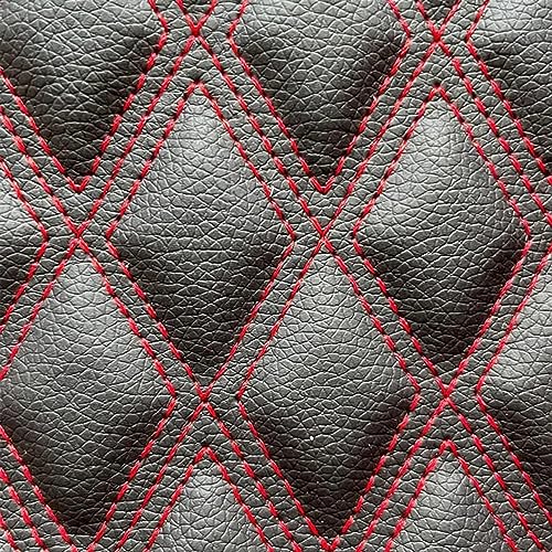 Quilted Foam Vinyl Fabric Rhombic Pattern with 0.23" Sponge Backing Faux Leather Fabric for Car Headliner, Furniture Upholstery, Headboards,Diamond 2" x 3" (Double Line) - color: Double Line