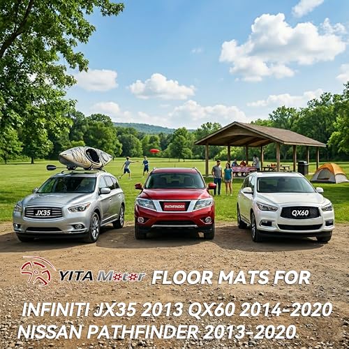 YITAMOTOR Floor Mats for Nissan Pathfinder 2013-2020, Infiniti QX60 2014-2020, JX35 2013, Custom Fit All Weather Anti-Slip TPE Rubber Mat, Pathfinder Accessories, 3 Row Automotive Floor Liners, Black - style: 13-20 Nissan Pathfinder/13 Infiniti JX35/14-20