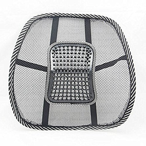 Black Lumbar Mesh Back Brace Support Office Home Car Seat Chair Ventilate Cool Cushion Pad with Massage | Breathable, Massage Beads for Ultimate Comfort (1 Piece)