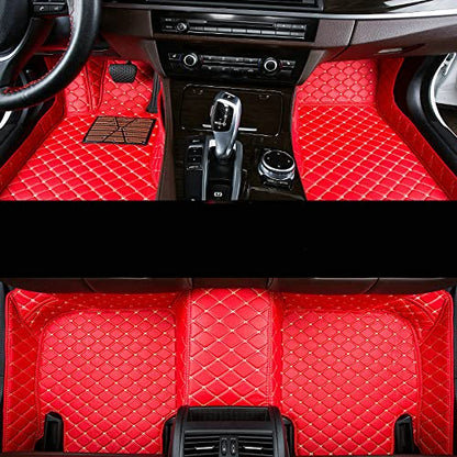 All-Weather car Floor Mats-Suitable for 98% of car Models Watherproof Leather car Floor mat (Red) - color: Red