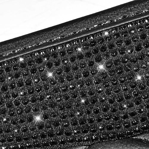 CAR PASS Bling Leather Car Mats Shining Diamond Floor Mats Sparkly Glitter Crystal Rhinestones Carpet Anti-Slip Waterproof Pad Universal Fit for Automotive SUV, Sedan, Van, 5pcs for Girl Women Black - color: Black Leather Diamond