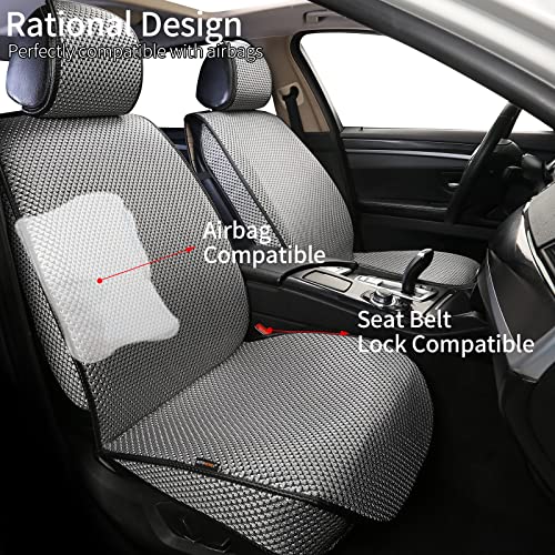 2PCS Luxury Breathable Car Seat Cover,Front Car Seat Protector, Fit Four Seasons of Universal Automotive Vehicle Cushion Cover, Compatible with 90% Cars,SUV,Trucks (Gray,Front Seats)
