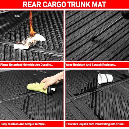 Seat Back Cover and Cargo Liner Protector Compatible for 4-Door Ford Bronco,All-Weather Cargo Mat for Bronco Accessories 2021 2022 2023 2024 2025(Trunk Mat+Backrest Mats+Lower Trunk Mat)