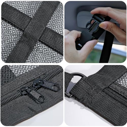Car Ceiling Cargo Net Pocket, 31"x21" Nine Grid Mesh Nine SUV Roof Organizer Long Trip Storage Bag,Tent Putting Quilt Children's Toy Towel Sundries Interior Accessories