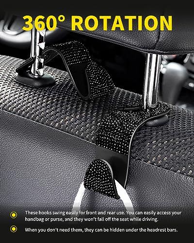 4 Pack Blink Diamond Car Seat Headrest Hooks Crystal Rhinestone Car Purse Holder Universal Interior Accessories for Handbags, Water Bottles, Coats, Umbrellas, Black - color: Black