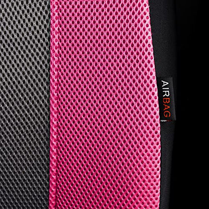 Flying Banner car seat Covers Full Set All Air Mesh Breathable Man Lady Airbag Compatible Rear Bench Split 40/60 50/50 60/40 Truck Pick Up (Full Set - Low Back, Black Gray Pink) - color: Black Gray Pink