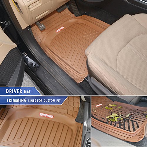 BDK Beige Heavy Duty Front & Rear Rubber Floor Mats Universal Liners for Car SUV Van & Truck, All Weather Protection with Anti-Slip Nibs, Fit Contours of Most Vehicles - color: 933-BG