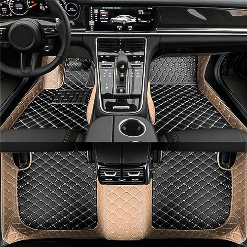 Custom Artificial Leather Waterproof All-Weather Car Floor Mats Fit for 99% Sedan SUV Sports Car Vehicle Car Mat (Beige Black Beige) - color: Beige Black beige