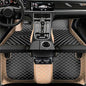 Custom Artificial Leather Waterproof All-Weather Car Floor Mats Fit for 99% Sedan SUV Sports Car Vehicle Car Mat (Beige Black Beige) - color: Beige Black beige