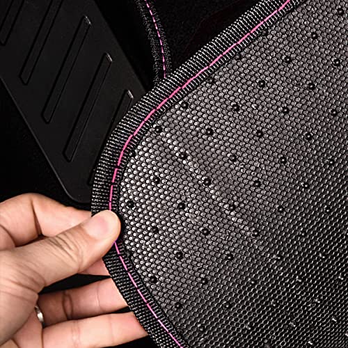 CAR PASS Rainbow Waterproof Universal Fit Faux Leather Car Carpet- Anti-Slip Nibbed Backing Floor Mats for SUV, Vans,Sedans,Trucks, Automotive Set of 4 for Women&Cute Girly (Black with Pink) - color: Black With Rose Red