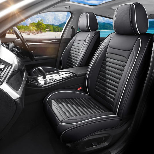 Front Seat Covers Fit for Lexus IS250 2006-2020, Car Seat Covers Front Seats, Breathable Faux Leather Automotive Seat Covers Front Pair Anti-Slip Seat Cover(Black&White, Front) - color: Black&White, size: Fit for IS250 front seat
