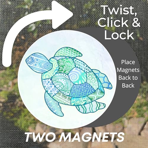Screen Door Magnets Double Sided – Keep People, Kids, and Dogs from Running into a Screen Door. Saver - Robbins Aria Turtle - color: Turtle