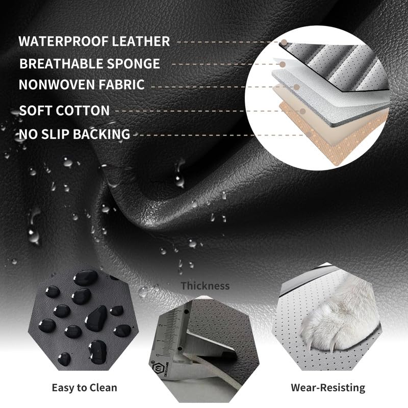 Car Seat Covers Full Set Fit for Chevy/Chevrolet Cruze 2011-2019, Premium Faux Leather Car Seat Protectors,Breathable Anti-Slip Full Wrapping Edge Seat Covers(Black&Green,Full Set)