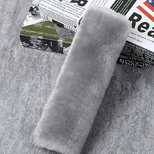 Authentic Sheepskin Car Seat Belt Pad,2 Pack Soft Seat Belt Cover for Shoulder Pad Neck Cushion Protector Car Accessories by Genuine Natural Merino Wool (Misty Gray)