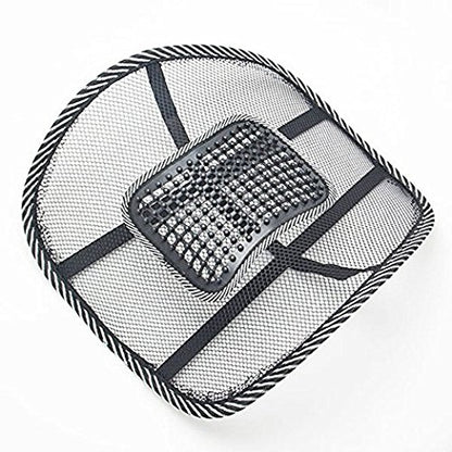 Black Lumbar Mesh Back Brace Support Office Home Car Seat Chair Ventilate Cool Cushion Pad with Massage | Breathable, Massage Beads for Ultimate Comfort (1 Piece)