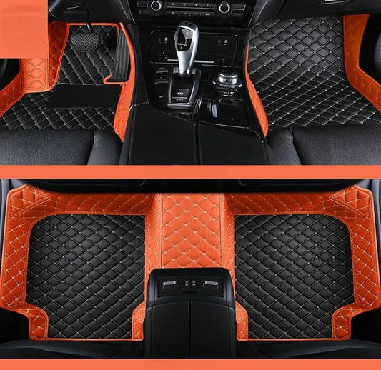 Custom Artificial Leather Waterproof All-Weather Car Floor Mats Fit for 99% Sedan SUV Sports Car Vehicle Car Mat (Orange Black Beige) - color: Orange Black beige