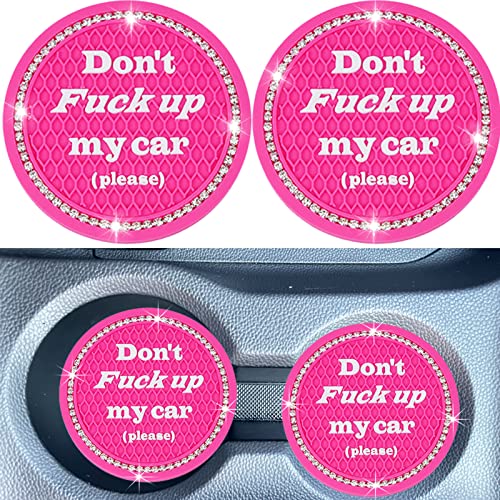 Car Cup Coaster 2 Pack, Universal Cup Holder Inserts, Bling Car Accessories (Rose Red, 2PC) - color: Rose Red-2pc