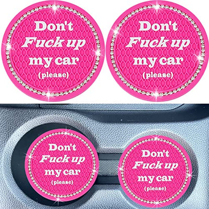 Car Cup Coaster 2 Pack, Universal Cup Holder Inserts, Bling Car Accessories (Rose Red, 2PC) - color: Rose Red-2pc